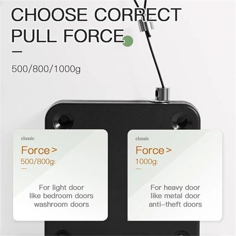 Automatic Door Closer Punch-Free Adjustable Door Closers for Sliding Door Glass Door 500g-1000g Tension Closing Device 1Pcs(Black 1000g) in Saudi Arabia