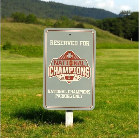 FANMATS Ohio State University Buckeyes - 2024-25 College Football National Champions - Reserved Parking for Fans Only - Official NCAA Plastic Parking Style Sign - Lightweight, Durable, Easy to Hang in Saudi Arabia
