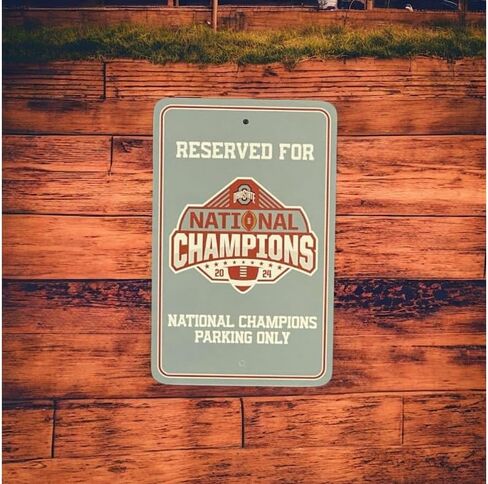 FANMATS Ohio State University Buckeyes - 2024-25 College Football National Champions - Reserved Parking for Fans Only - Official NCAA Plastic Parking Style Sign - Lightweight, Durable, Easy to Hang in Saudi Arabia