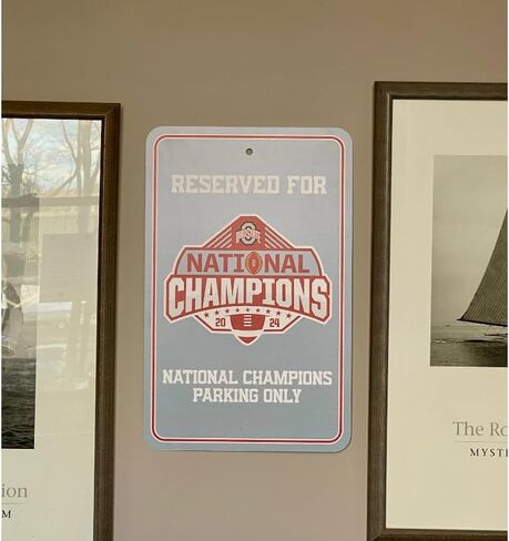 FANMATS Ohio State University Buckeyes - 2024-25 College Football National Champions - Reserved Parking for Fans Only - Official NCAA Plastic Parking Style Sign - Lightweight, Durable, Easy to Hang in Saudi Arabia