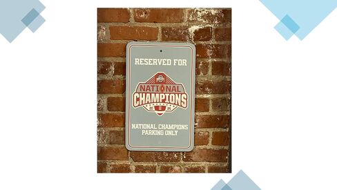 FANMATS Ohio State University Buckeyes - 2024-25 College Football National Champions - Reserved Parking for Fans Only - Official NCAA Plastic Parking Style Sign - Lightweight, Durable, Easy to Hang in Saudi Arabia