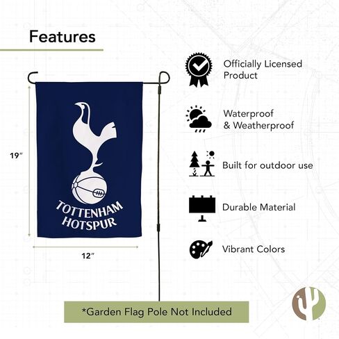 Desert Cactus Tottenham Hotspur Th Garden Flag - 19 × 12 بوصة كرة القدم لكرة القدم توتنهام هوتسبور لافتة ، للعرض في الهواء الطلق والأحداث (علم الحديقة أ) in Saudi Arabia