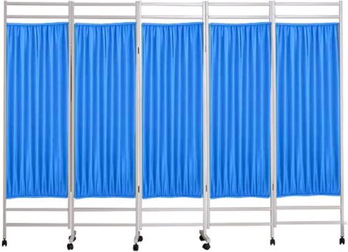 Rolling Medical Privacy Screen on Wheels, Portable, 3/4/5/6 Panel Indoor Temporary Room Par tition Wall Fencing with for Hospital/Clinic/Ward, Metal Iron Frame(Blue,4 in Saudi Arabia