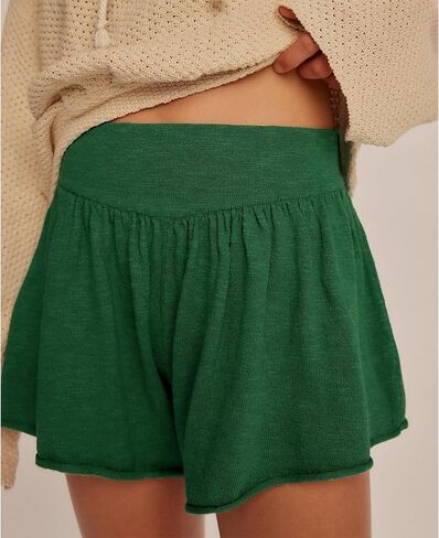 Hixiaohe Beach Vacation Shorts for Women Casual Loose Elastic Waist Wide Leg Knit Shorts Workout Athletic Clothes in Kuwait