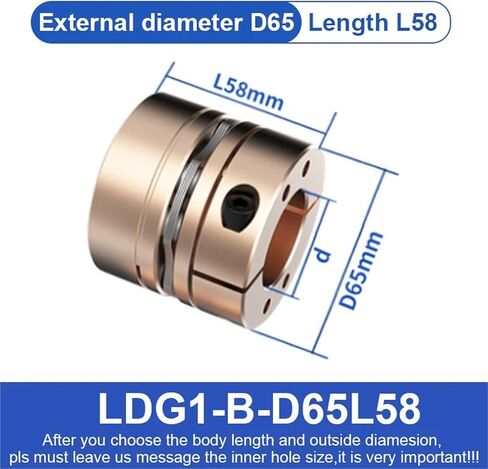 LDG1-B-D65L58 LDG2-B-D65L78 مقرنة عمود محرك مرن LDG D65L58/L78 موصل ملحقات Cardan Cardan Aluminium CANC CNC 1PC (LDG1-B-D65L58-24X24) in Saudi Arabia