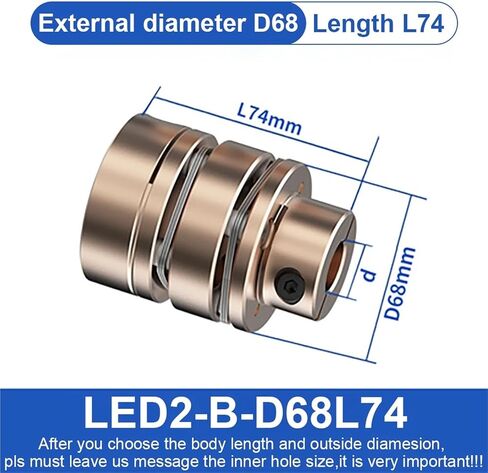LED1-B-D68L54 LED2-B-D68L74 Flange Coupling LED D68L54/74 Flexible Motor Shaft Coupler Aluminium Diaphragms Universal Joint for 3D Printer 1Pcs(LED2-B-D68L74-21X21) in Saudi Arabia