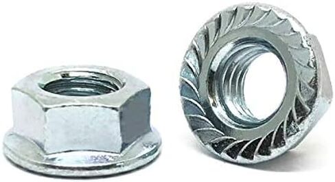 (40 Pieces) 1/4"-28 Case Hard Steel Serrated Hex Flange Lock Nuts Zinc in Saudi Arabia
