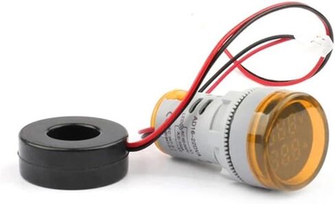 22 ملم AD16-22DVA Round Mini LED مزدوج العرض الجهد الرقمي ومؤشر متر AMP الحالي 60-500V 1PCS (أصفر) in Kuwait