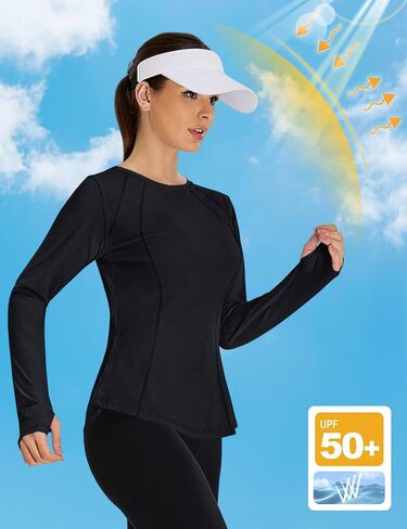 BMJL Womens Long Sleeve Tops Upf 50+ حماية من أشعة الشمس قميص المشي لمسافات طويلة الرياضة الرياضية الرياضية in Saudi Arabia