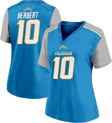 جاستن هربرت لوس أنجلوس شواحن #10 NFL Blue Girls Youth 4-16 Name & Number Player V-Neck Fashion T-Shirt in Saudi Arabia