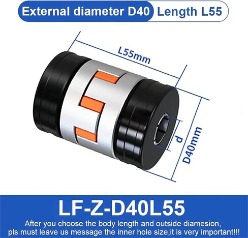 LF-Z-D-D40L55 LF-Z-D40L66 GAMPLER LFZ D40L55/66 PLUM LLOSSIL SLEEVIN SLEEVE CONIVERITY HIGH TORQUE CONCLANT 3D PRINTER 1PCs (LF-Z-D40L66-16X16) in Saudi Arabia