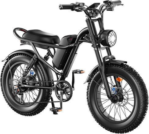 1000W Electric Bike for Adults, 28MPH & 60-Mile Range Electric Dirt Bike with Full Suspension, 48V 15.6Ah Removable Battery, 7-Speed Gears, 20" Fat Tire – All-Terrain Ebike for Mountain, Sand & Road in Saudi Arabia