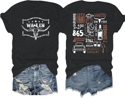 القمصان الغربية الرجعية للنساء رعاة البقر Tshirt بقرة Skull Cowboy Rodeo Tee Tops Tops Vintage Country Music Outfits in Kuwait