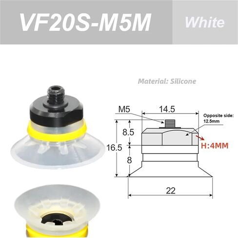 Mechanical Arm Vacuum Suction Cup VF20-M5M VF25-M5M Industrial Suction Cup 1Pcs(VF20S-M5M White) in Saudi Arabia