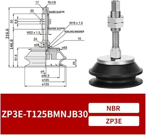 ZP3E-T100UMN/BMN-JB10/30/50 ZP3E-T125UMN/BMN-JB10/30/50 1 Pneumatic Heavy Duty Vacuum Suction Cups 1Pcs(ZP3E-T125UMNJB50) in Kuwait