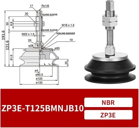 ZP3E-T100UMN/BMN-JB10/30/50 ZP3E-T125UMN/BMN-JB10/30/50 1 Pneumatic Heavy Duty Vacuum Suction Cups 1Pcs(ZP3E-T125UMNJB50) in Kuwait