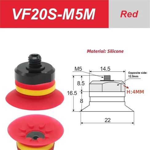 Mechanical Arm Vacuum Suction Cup VF20-M5M VF25-M5M Industrial Suction Cup 1Pcs(VF20S-M5M White) in Saudi Arabia
