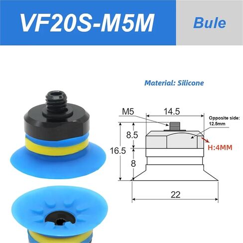 Mechanical Arm Vacuum Suction Cup VF20-M5M VF25-M5M Industrial Suction Cup 1Pcs(VF20S-M5M White) in Saudi Arabia