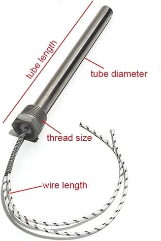 Biran M16*200mm G1/2 20mm thread cartridge سخان 60V/72V أنبوب التدفئة أحادي الإنطلاق 200-1000W لقضبان التدفئة مع الجوز (M16x200mm 60v 1000w) in Saudi Arabia