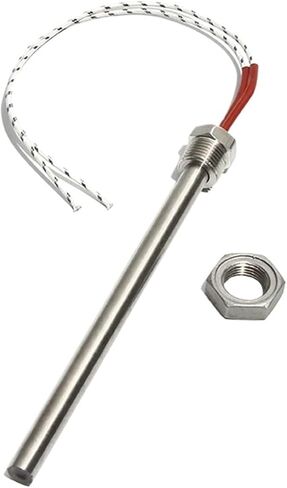 Biran DN15/21mm thread cartridge سخان 110 فولت/220 فولت/380 فولت 300-1000W عنصر التدفئة الكهربائية 12 مم × 100/150/200 مم للماء مع الجوز (110 فولت ، DN15 12x200mm 800w) in Saudi Arabia