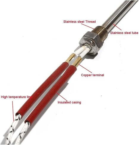 BIRAN DN15mm Thread Electric Cartridge Heater for Water 15x100-600mm 220V Heating Element Stainess Steel(DN15 15x350mm 1300W) in Saudi Arabia