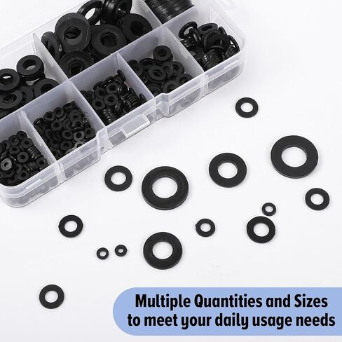 500 Pcs Nylon Flat Washers, Hose Washer Rubber Screw, Sealing Faucet Washers Kit Vibration Absorbing Pads for Faucets Bolts Screws Hose Plumbing Shower Head (M2 M2.5 M3 M4 M5 M6 M8 M10) in Saudi Arabia