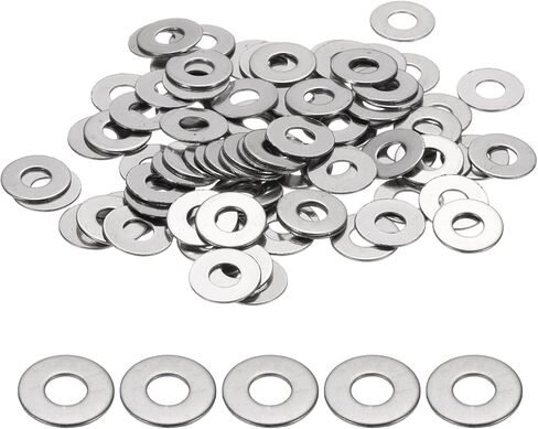 غسالة UXCELL M5 مسطحة للمسمار ، 120pcs 304 غسالات الفولاذ المقاوم للصدأ 5 مم × 10 مم OD × 2 مم للبراغي ، إصلاح المصانع ، المطابخ ، المتاجر ، والبناء في الهواء الطلق (نغمة فضية) in Saudi Arabia