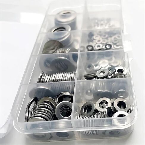 360pcs/Box M2 M2.5 M3 M4 M5 M6 M8 M10 304 Stainless Steel Washer Set Adjusting Shim Plain Gasket Assortment Kit Box in Saudi Arabia