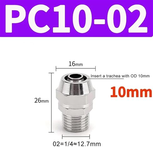 Fast Twist Coint Coint PC Components 4 6 8 10 12mm أنبوب الأنابيب إلى 1/8 1/4 3/8 1/2 موصل المسمار السريع النحاسي (PC6-M5) in Saudi Arabia