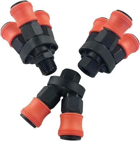 1Pcs Plastic Steel Quick Connector Two Way Three Way Fittings for Air Compressor Pump 1/4 Thread Round Coupler(3way inner thread) in Saudi Arabia