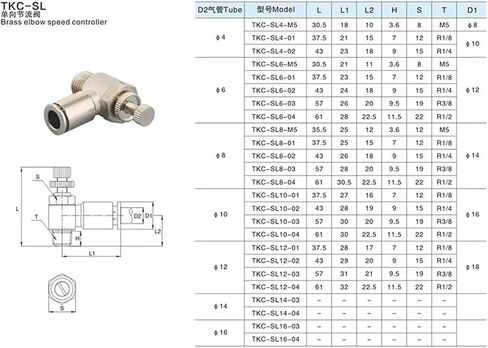 1pcs SL brass nickel-plated pneumatic quick coupling male thread air speed control valve acceleration valve 1/8" 1/4" 3/8" 1/2" M5(Brass SL4-02) in Saudi Arabia