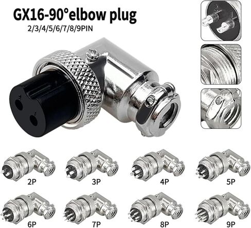 Socket Elbow GX16-2PIN 3PIN 4PIN 5PIN 6PIN 7PIN 8PIN 9PIN موصل الزاوية اليمنى 90 DEGREE (GX16-8PIN) in Saudi Arabia