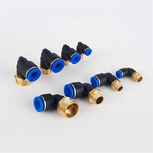 50pcs pl pneumatic Quick Fitting 4/6/8/10/12mm موصل الخرطوم القطر الخارجي 1/8 "1/4" 3/8 "1/2" BSPT كوع المكونات الإضافية (PL12-03) in Saudi Arabia