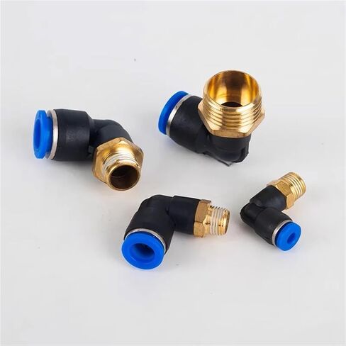 50pcs pl pneumatic Quick Fitting 4/6/8/10/12mm موصل الخرطوم القطر الخارجي 1/8 "1/4" 3/8 "1/2" BSPT كوع المكونات الإضافية (PL12-03) in Saudi Arabia