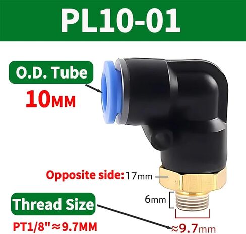 50pcs pl pneumatic Quick Fitting 4/6/8/10/12mm موصل الخرطوم القطر الخارجي 1/8 "1/4" 3/8 "1/2" BSPT كوع المكونات الإضافية (PL12-03) in Saudi Arabia