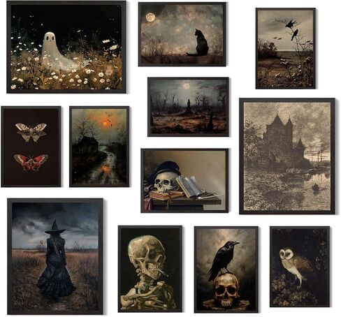 Aroutde 7Pcs Vintage Ghost Wall Art Spooky Halloween Canvas Wall Decor Farmhouse Landscape Printing for Halloween Living Room Bedroom Decoration （Unframed） in Saudi Arabia