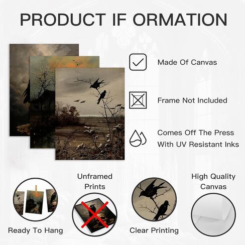 Aroutde 7Pcs Vintage Ghost Wall Art Spooky Halloween Canvas Wall Decor Farmhouse Landscape Printing for Halloween Living Room Bedroom Decoration （Unframed） in Saudi Arabia