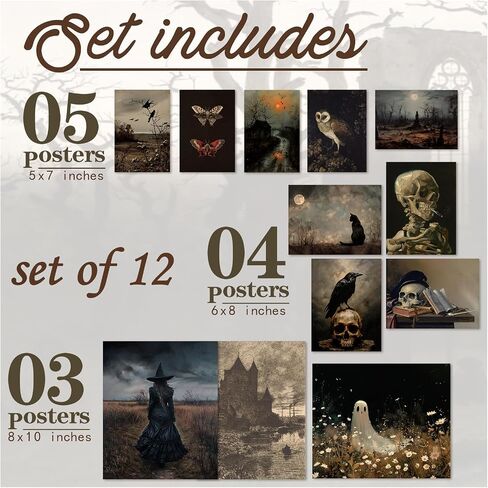 Aroutde 7Pcs Vintage Ghost Wall Art Spooky Halloween Canvas Wall Decor Farmhouse Landscape Printing for Halloween Living Room Bedroom Decoration （Unframed） in Saudi Arabia