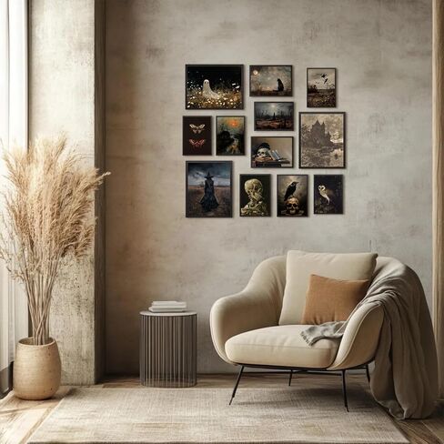 Aroutde 7Pcs Vintage Ghost Wall Art Spooky Halloween Canvas Wall Decor Farmhouse Landscape Printing for Halloween Living Room Bedroom Decoration （Unframed） in Saudi Arabia