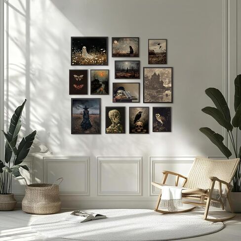 Aroutde 7Pcs Vintage Ghost Wall Art Spooky Halloween Canvas Wall Decor Farmhouse Landscape Printing for Halloween Living Room Bedroom Decoration （Unframed） in Saudi Arabia