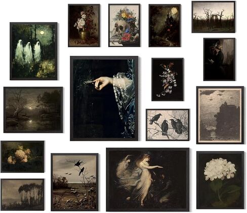 Aroutde 7Pcs Vintage Ghost Wall Art Spooky Halloween Canvas Wall Decor Farmhouse Landscape Printing for Halloween Living Room Bedroom Decoration （Unframed） in Saudi Arabia