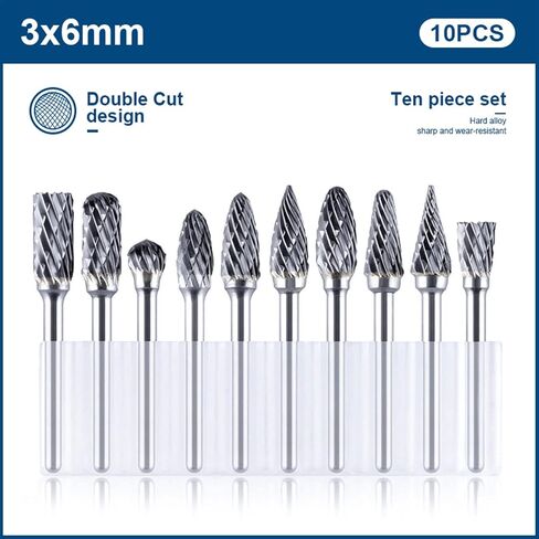 3mm Shank Carbide Milling Rotary Burr Single Double for Rotary Tools Electric Grinding 10Pcs (Color : 10pcs 3x6 Single Cut) in Saudi Arabia