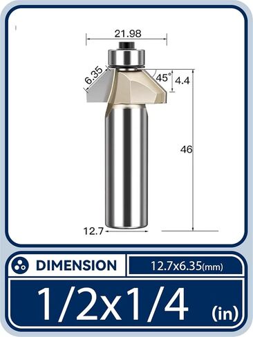 Bevel Chamfer Router Bit Beating 45 درجة تقليص تقليم مدبب خشب الخشب DIY أداة طحن الخشب 1/2 1/4 حصان الأنف 1pcs (الحجم: 1-4x3-4 (45deg)) in Kuwait