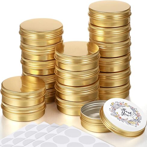Patelai 2 Oz 120 PCS Metal Round Tins Aluminium Tin Tin Tins Salve Tins Withs with Screat Lid 20 Sheets Stices for Salve Spice Salms Balms Candles (White) in Kuwait