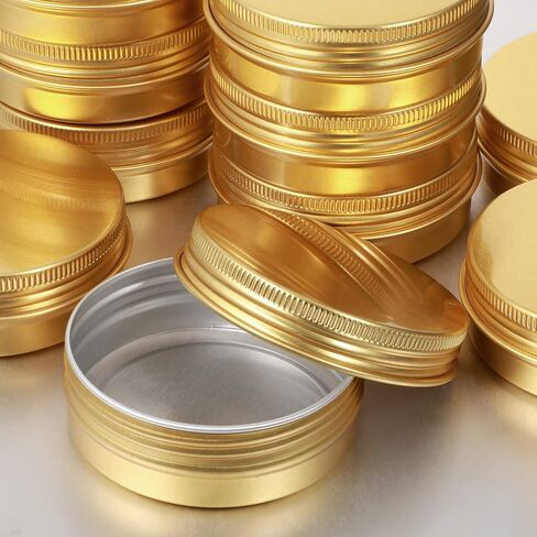 Patelai 2 Oz 120 PCS Metal Round Tins Aluminium Tin Tin Tins Salve Tins Withs with Screat Lid 20 Sheets Stices for Salve Spice Salms Balms Candles (White) in Kuwait