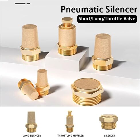 Pneumatic Exhaust Muffler Silencer 1/8 1/4 3/8 1/2 BSPT Male Thread For Air Noise Brass Adjustable Long Short BSL M5(SLL-01,10 PCS) in Saudi Arabia