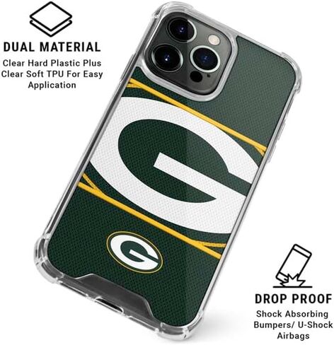 Skinit Clear Phone Case Compatible with iPhone 15 Pro Max - Officially Licensed NFL Green Bay Packers Zone Block Design in Saudi Arabia
