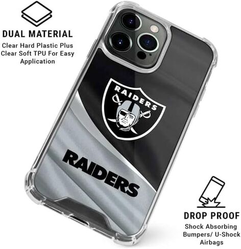Skinit Clear Phone Case Compatible with iPhone 15 Pro - Officially Licensed NFL Las Vegas Raiders Design in Saudi Arabia