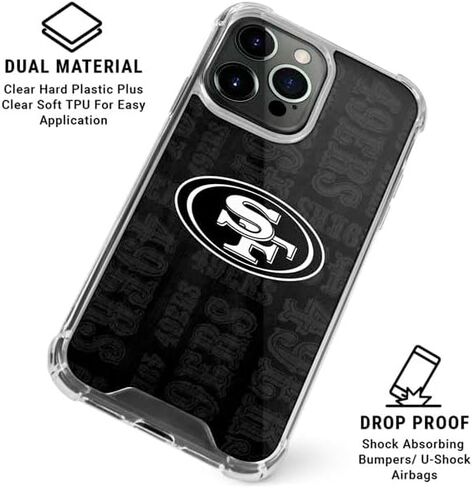 Skinit Clear Phone Case متوافق مع iPhone 15 Pro - تصميم NFL San Franciso 49ers بالأبيض والأسود in Saudi Arabia