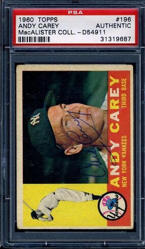 Andy Carey PSA DNA Coa Signed 1960 Topps Autograph - Baseball Slabbed Autographed Cards in Saudi Arabia